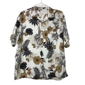 Paradise Collection Hawaiian Shirt 100% Washable Silk SZ Large Tropical Floral